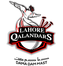 Logo of Lahore Qalandars cricket team featuring a stylized figure in a dynamic pose above a cricket ball and stumps. The text reads Lahore Qalandars in bold letters. Below, the slogan Dama Dam Mast is written in Urdu and English. | jeetwinbet.com