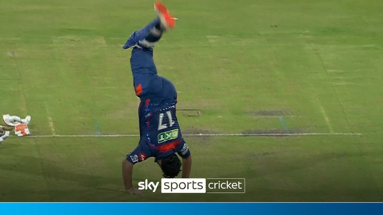 Rishabh Pant performing handstand celebration