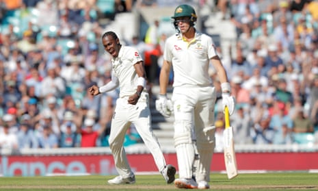 Jofra Archer celebrating wicket against Australia