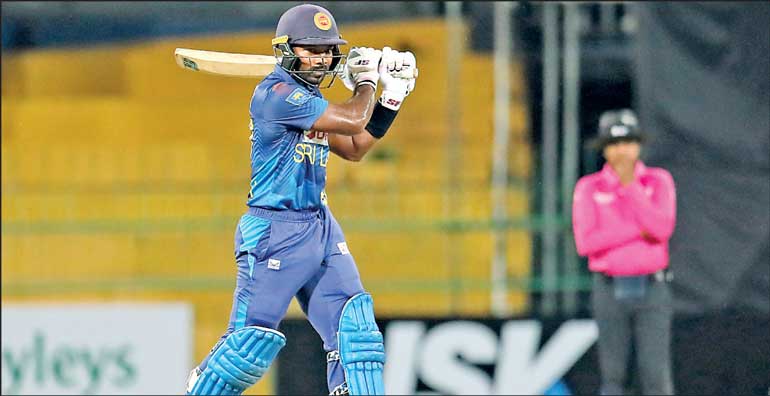 Sri Lankan batsman Bhanuka Rajapaksa playing a shot