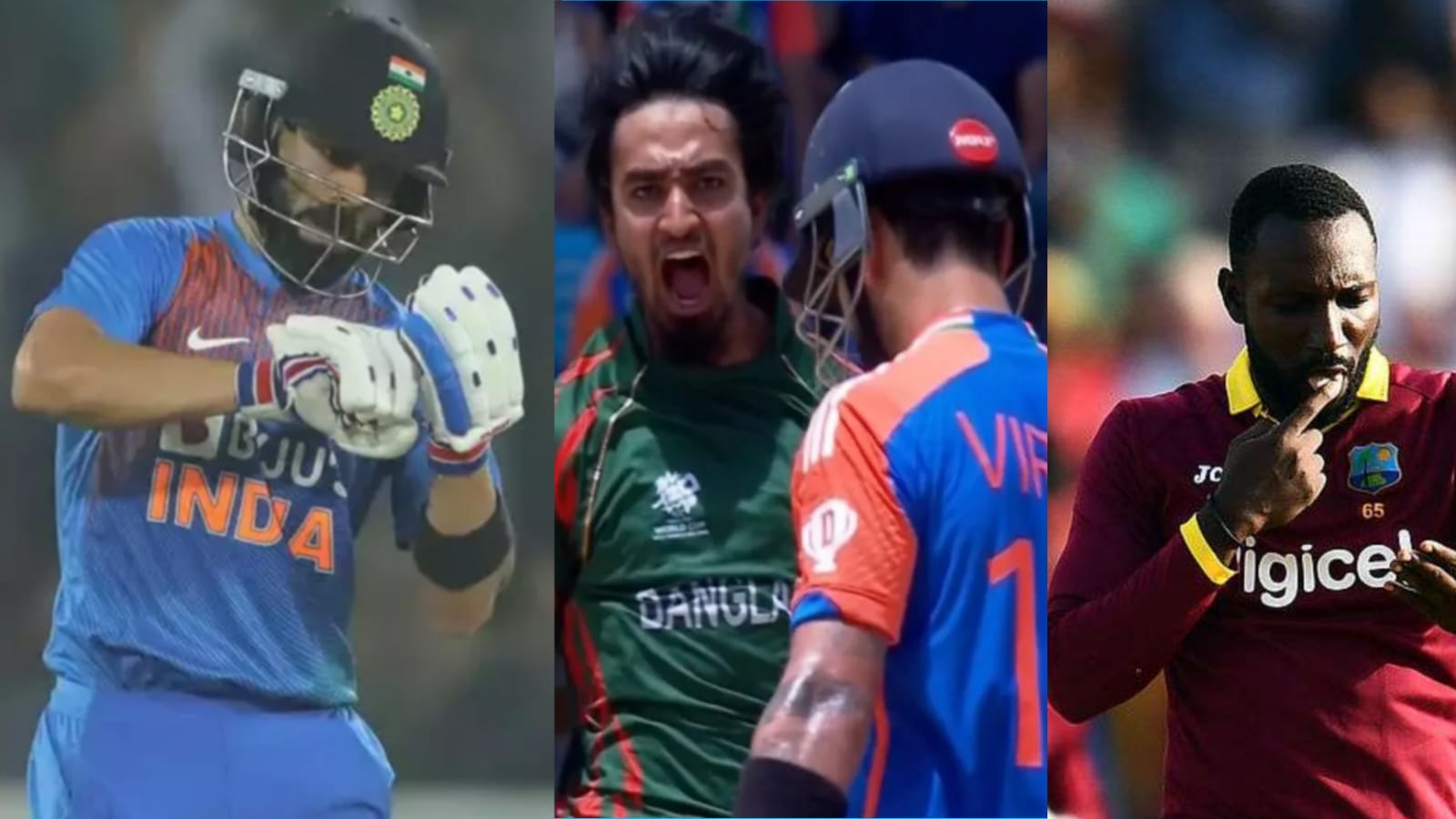 Kesrick Williams Known for 'Notebook Celebration; Comments on Tanzim Hasan's Send-off to Virat Kohli