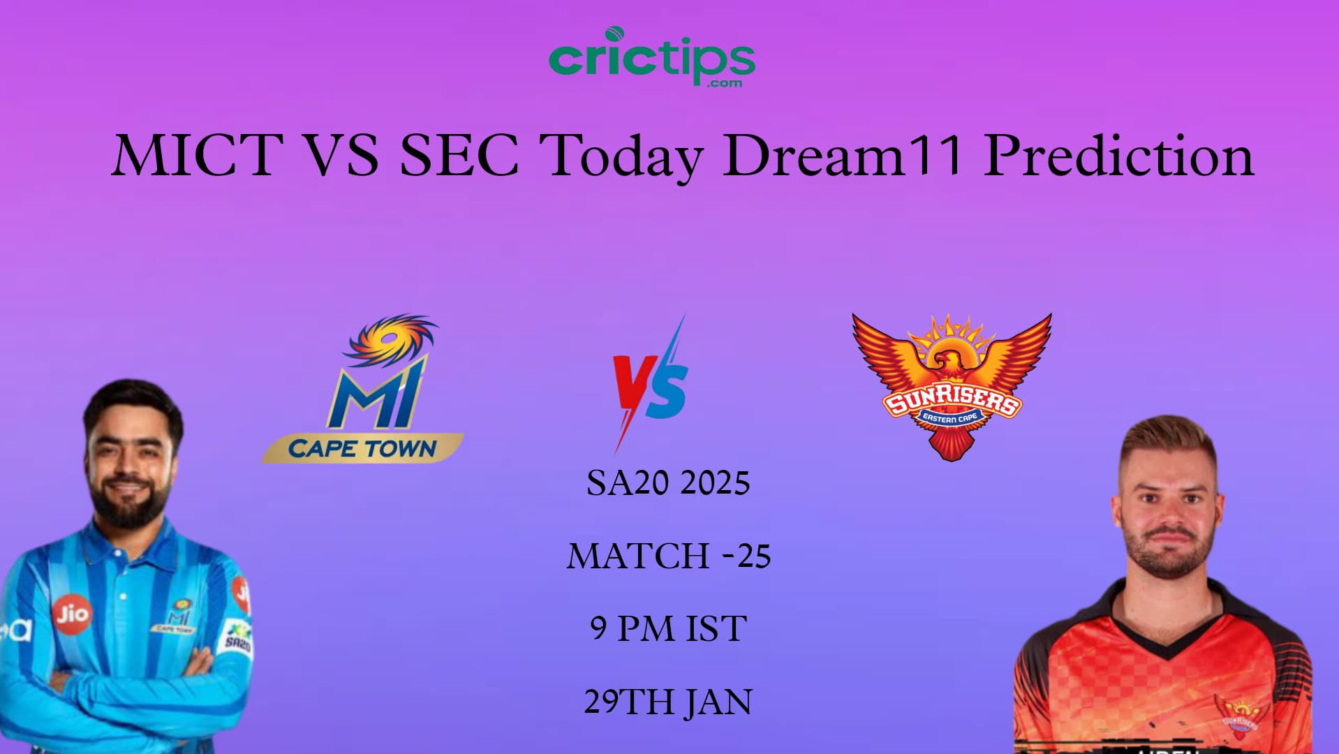 MICT vs SEC Today Dream11 Prediction, Match-25, SA20 2025 Fantasy Cricket Tips, jeetwinbet.com
