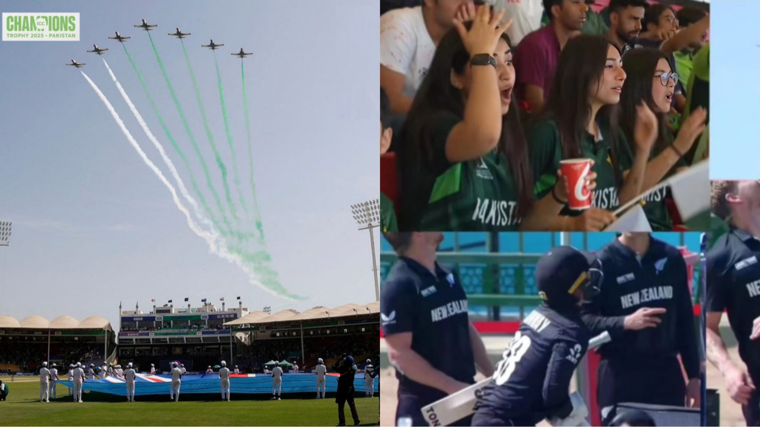 ICC Champions Trophy 2025: PAF’s Air Show Over Karachi Stadium Scares New Zealand Players and Fans