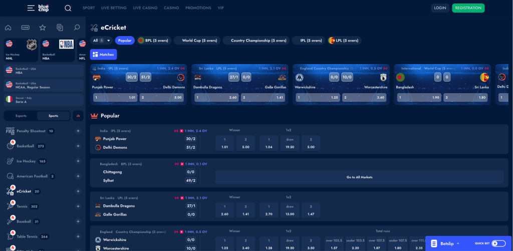 Cricket Betting at BlueChip