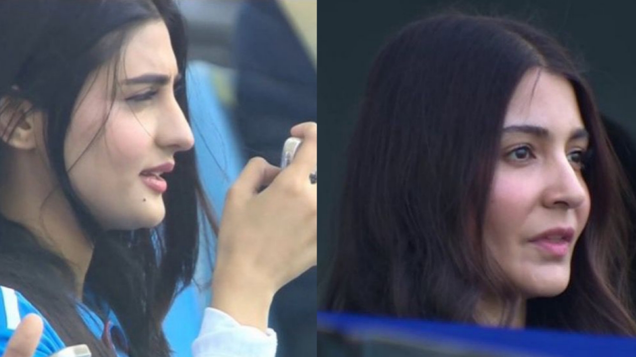 Ritika Sajdeh, Anushka Sharma, Payel Gaming spotted during India vs Australia Champions Trophy semi-final match