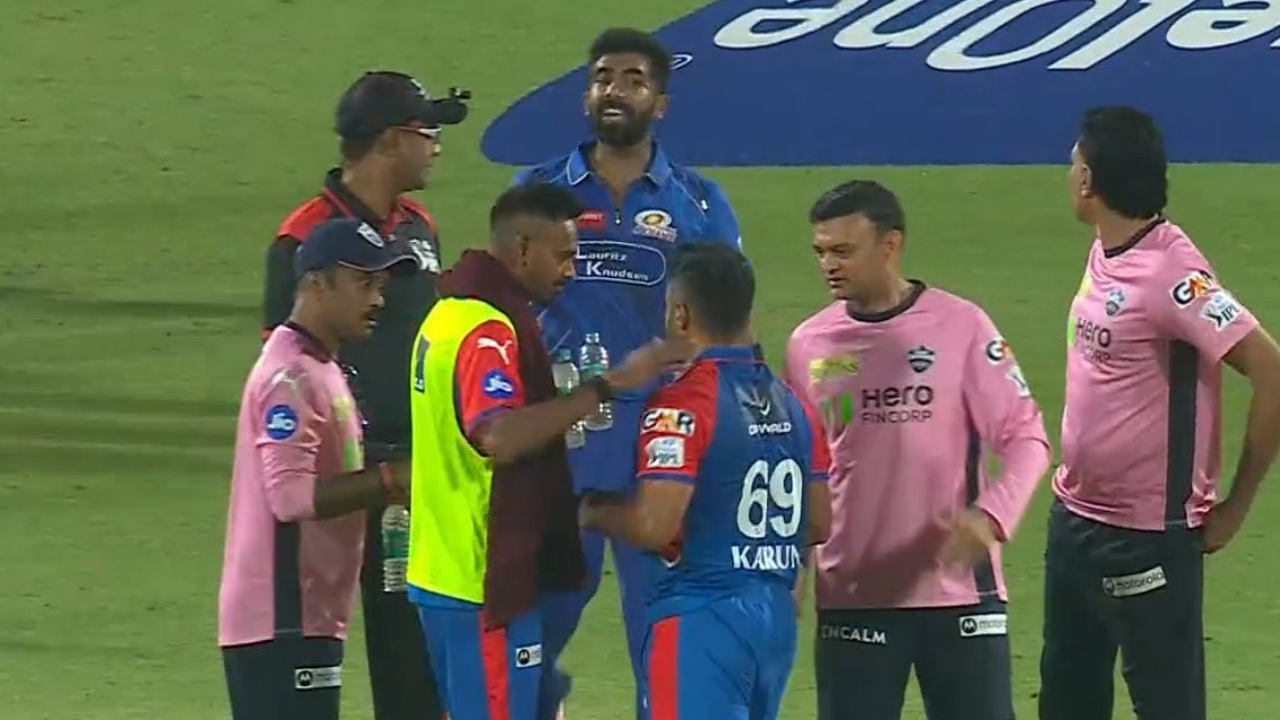 Jasprit Bumrah Karun Nair heated debate DC vs MI IPL 2025