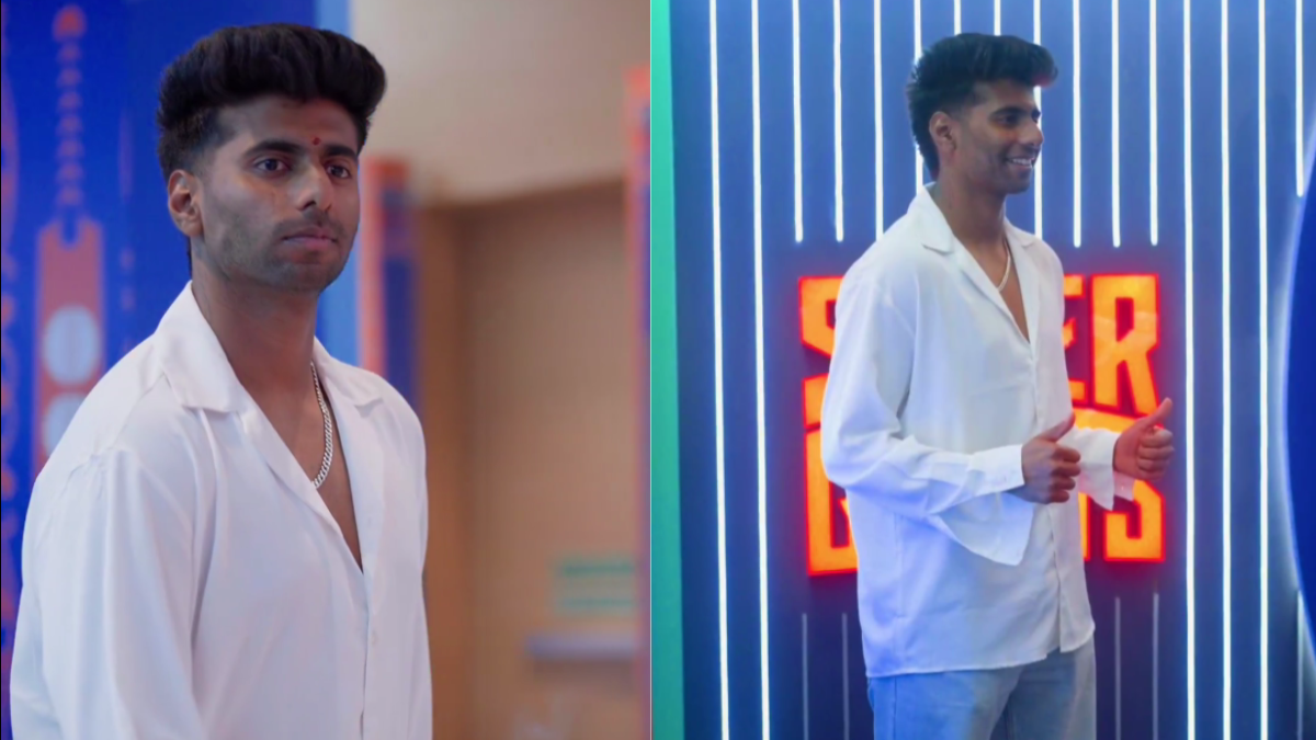 Mayank Yadav - CricTips A man with short dark hair wearing a white button-up shirt and blue pants stands indoors; on the left, he appears serious, while on the right, he smiles and gives a thumbs-up—echoing Mayank Yadav of Lucknow Super Giants—against a striped background with red text. | jeetwinbet.com