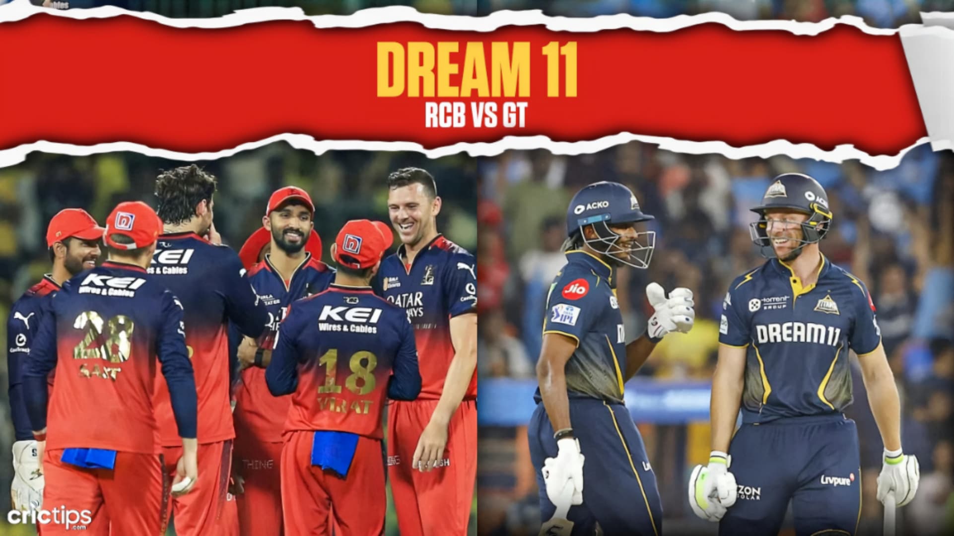 RCB vs GT Today Dream11 Prediction, IPL 2025 Fantasy Cricket Tips, Playing XI Squad, and Pitch Report